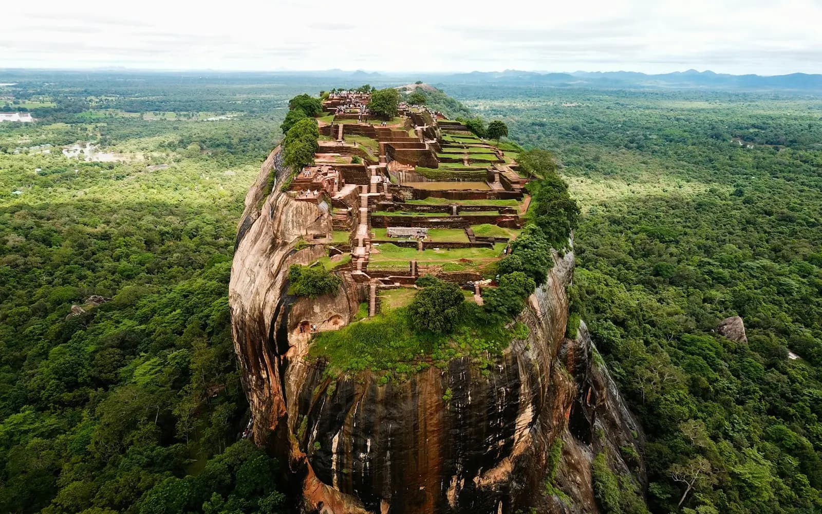 The Sigiriya rock fortress rising above the forest in Sri Lanka