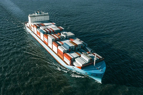 Containers loaded in a ship